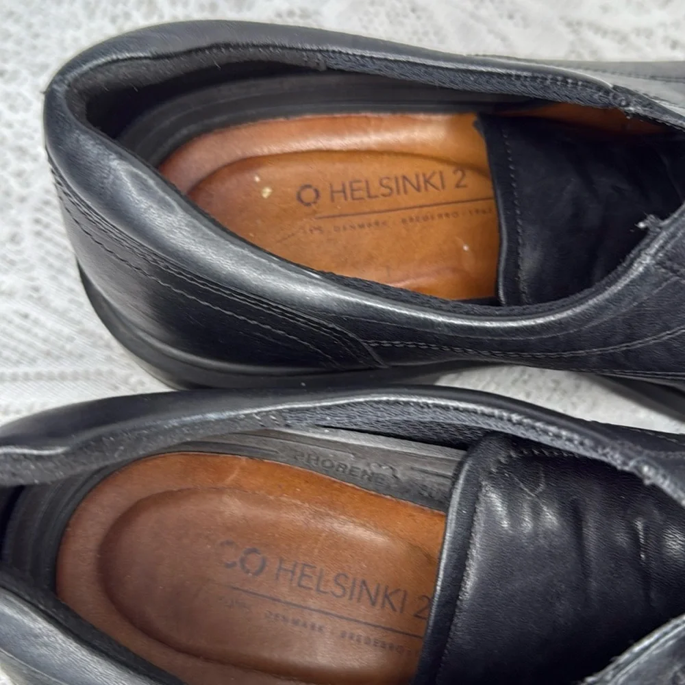 Ecco Helsinki 2 leather bike toe black derby dress shoes sz 9